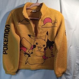 Pokemon Pikachu Fleece Pullover Kids XL 14 Yellow NWT